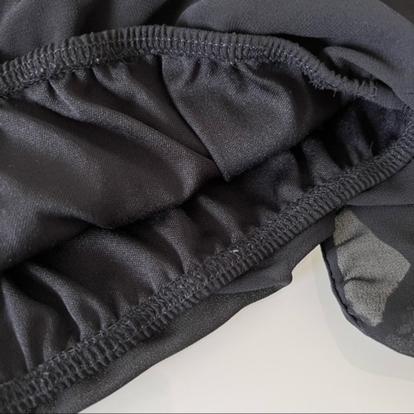 BCX black chiffon ruffle blouse sheer sleeves hidden elastic waist Sz M - Picture 8 of 12